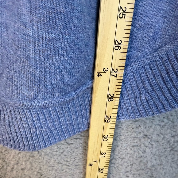 Blue Knit Poncho with Bow Detail Talbots L - Picture 5 of 7